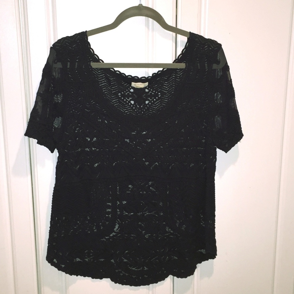 Navy lace top size large